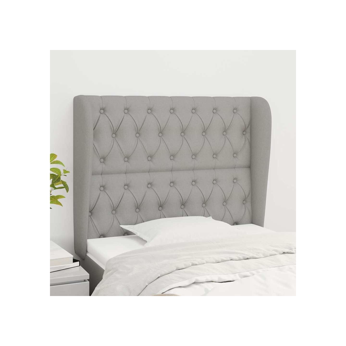 Tête de lit avec oreilles Gris clair 93x23x118/128 cm Tissu