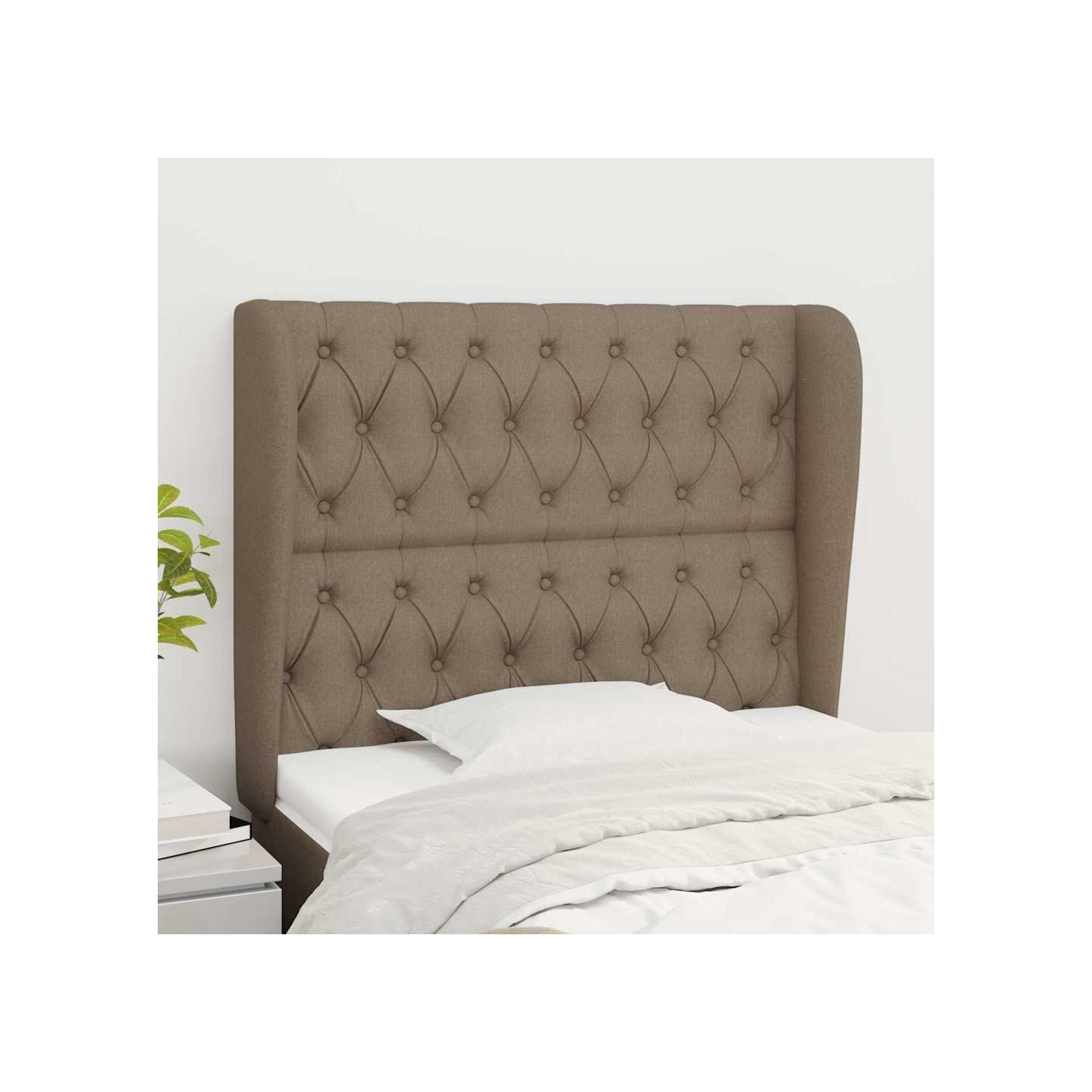 Tête de lit avec oreilles Taupe 93x23x118/128 cm Tissu