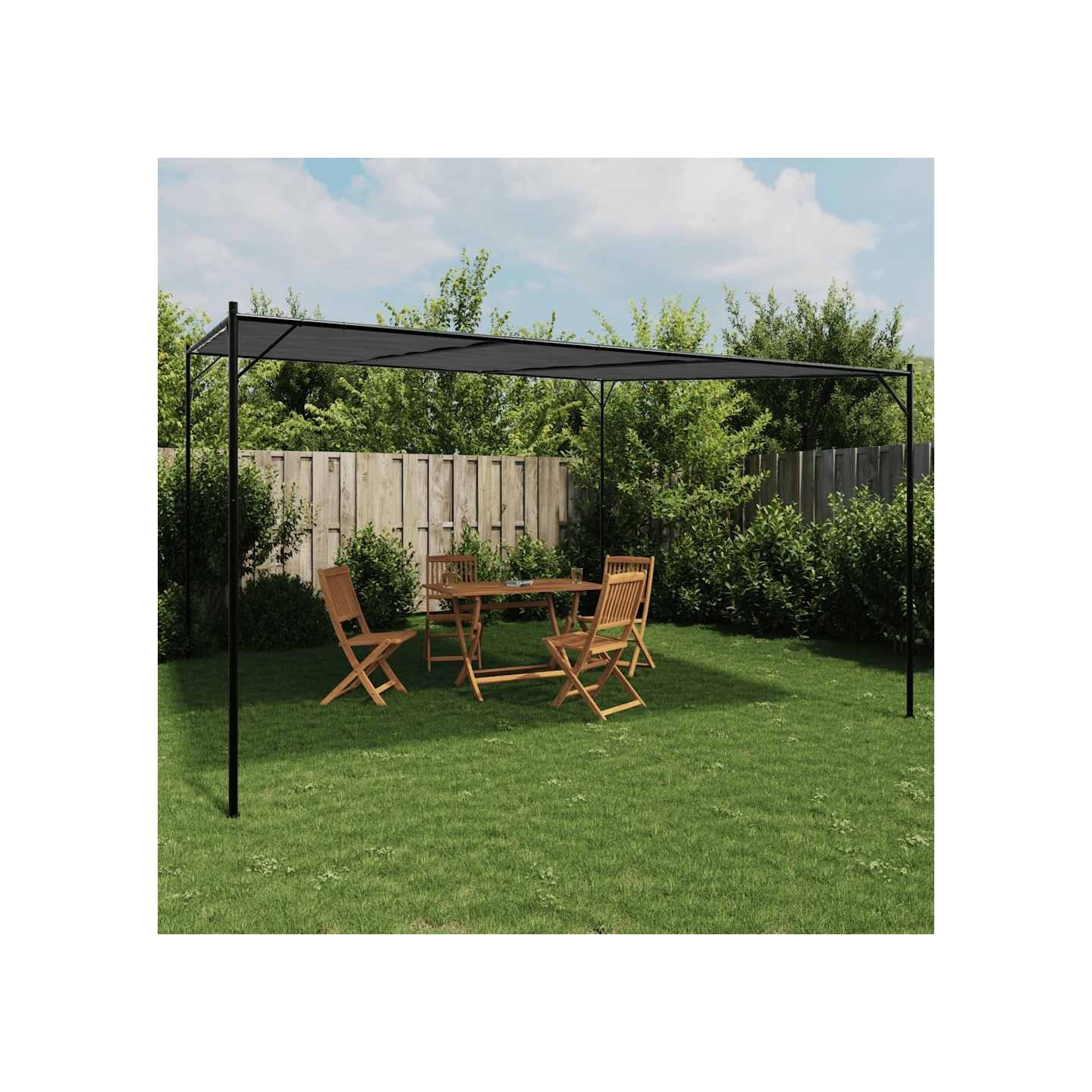 Belvédère anthracite 4x4 m 180 g/m² tissu et acier