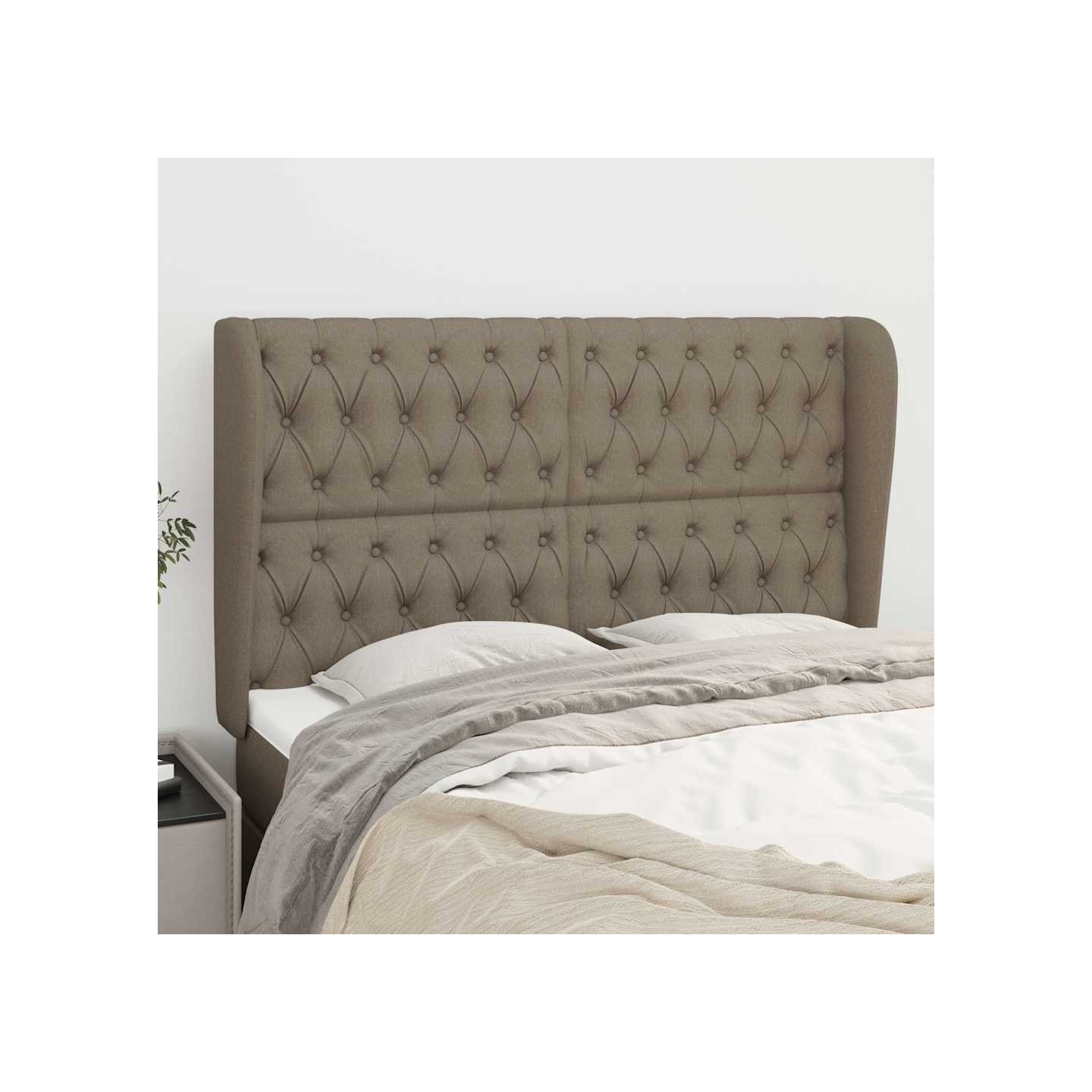 Tête de lit avec oreilles Taupe 147x23x118/128 cm Tissu