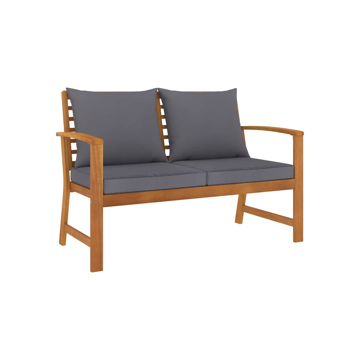Banc de jardin 120cm et coussin gris foncé Bois solide d'acacia