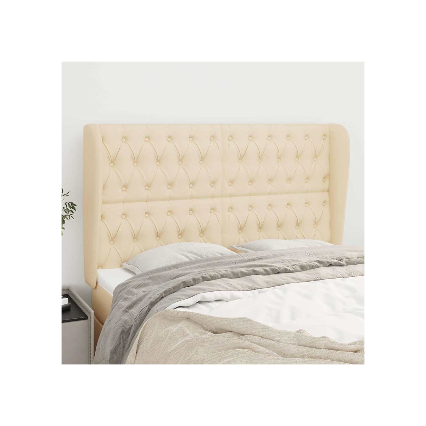 Tête de lit avec oreilles Crème 163x23x118/128 cm Tissu