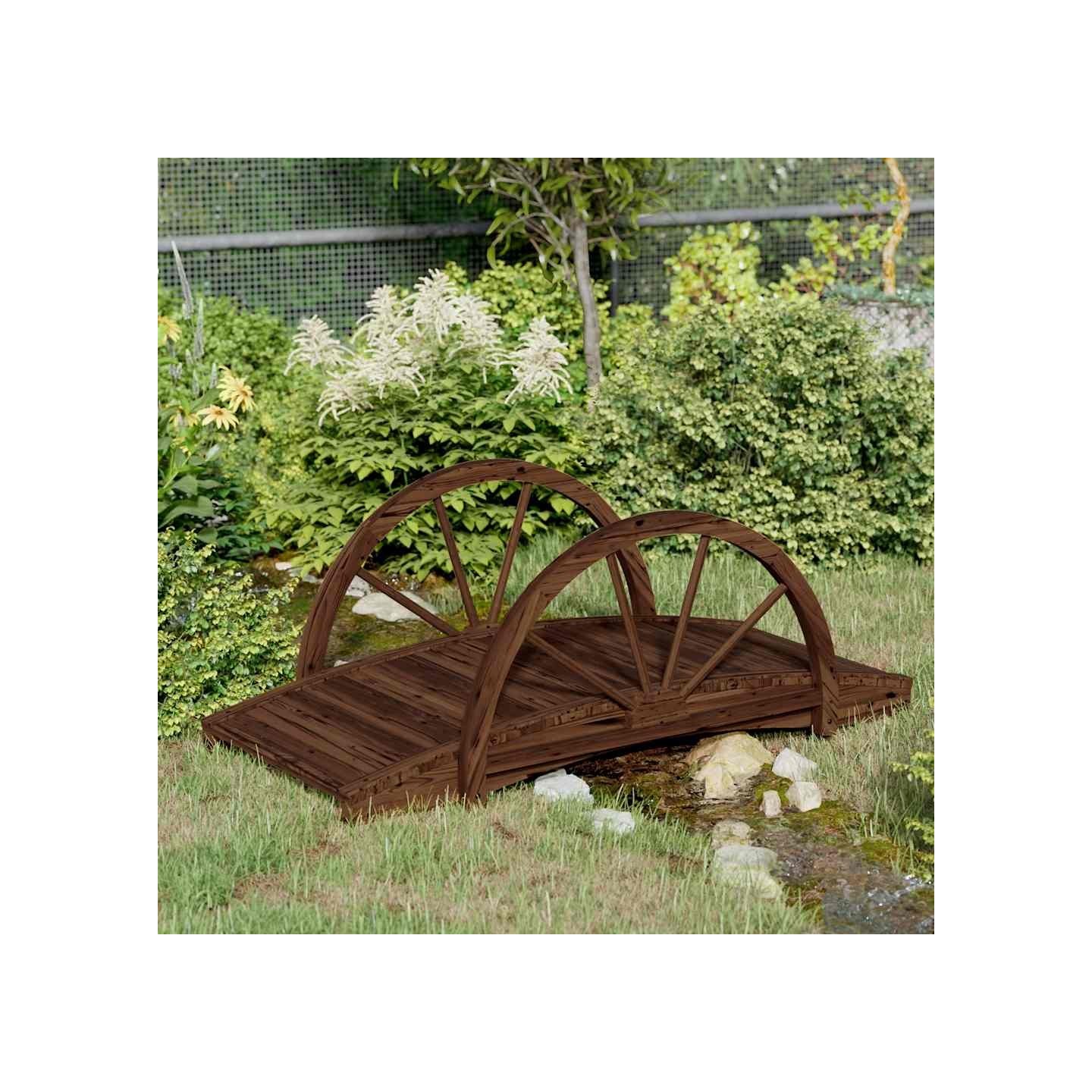 Pont de jardin avec demi-roue 99x50x38 cm bois de sapin massif