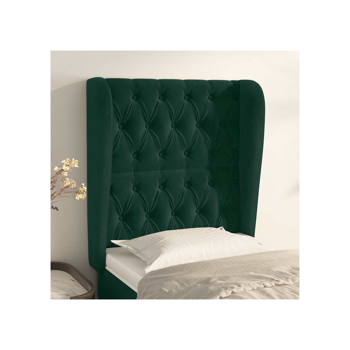 Tête de lit avec oreilles Vert foncé 83x23x118/128 cm Velours