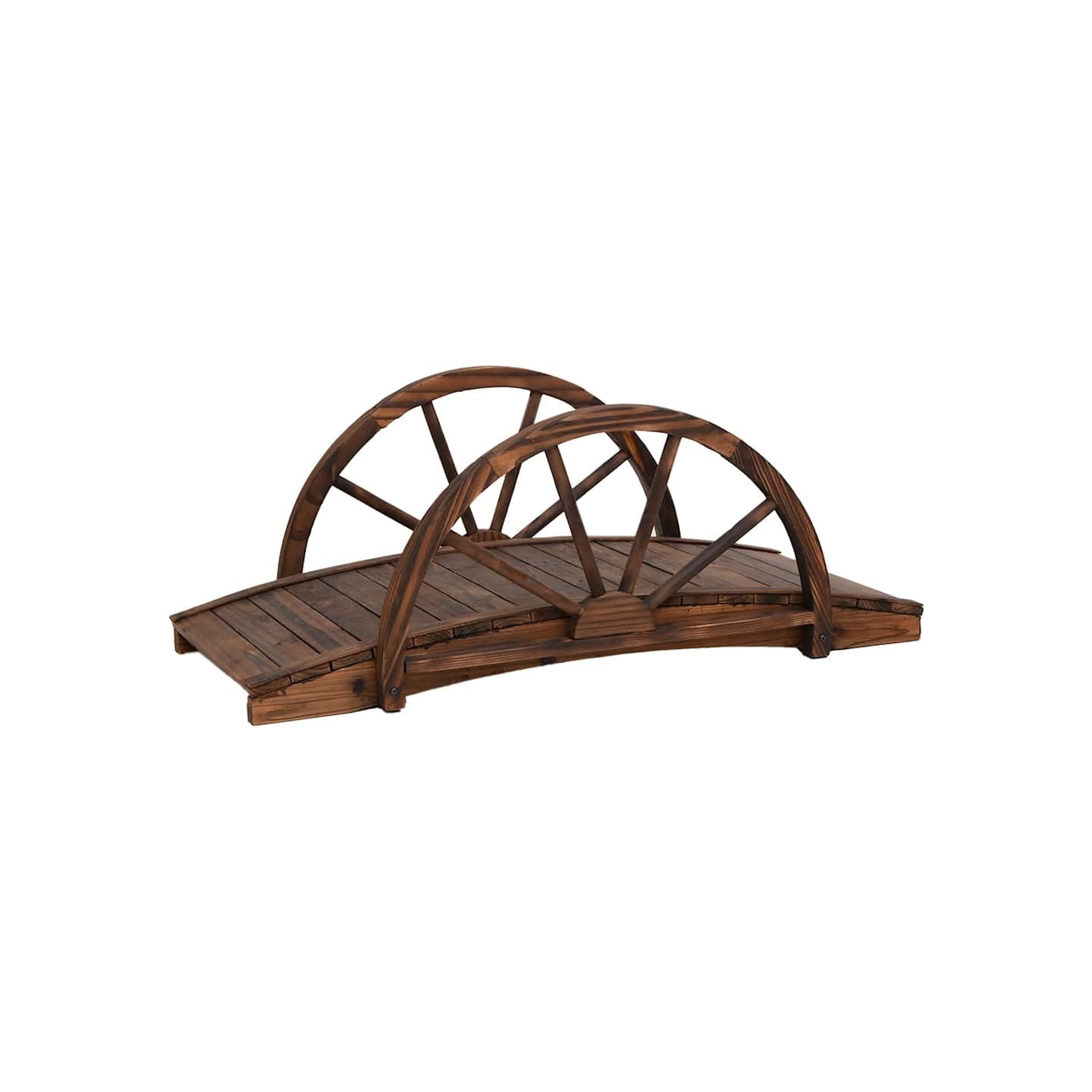 Pont de jardin avec demi-roue 99x50x38 cm bois de sapin massif