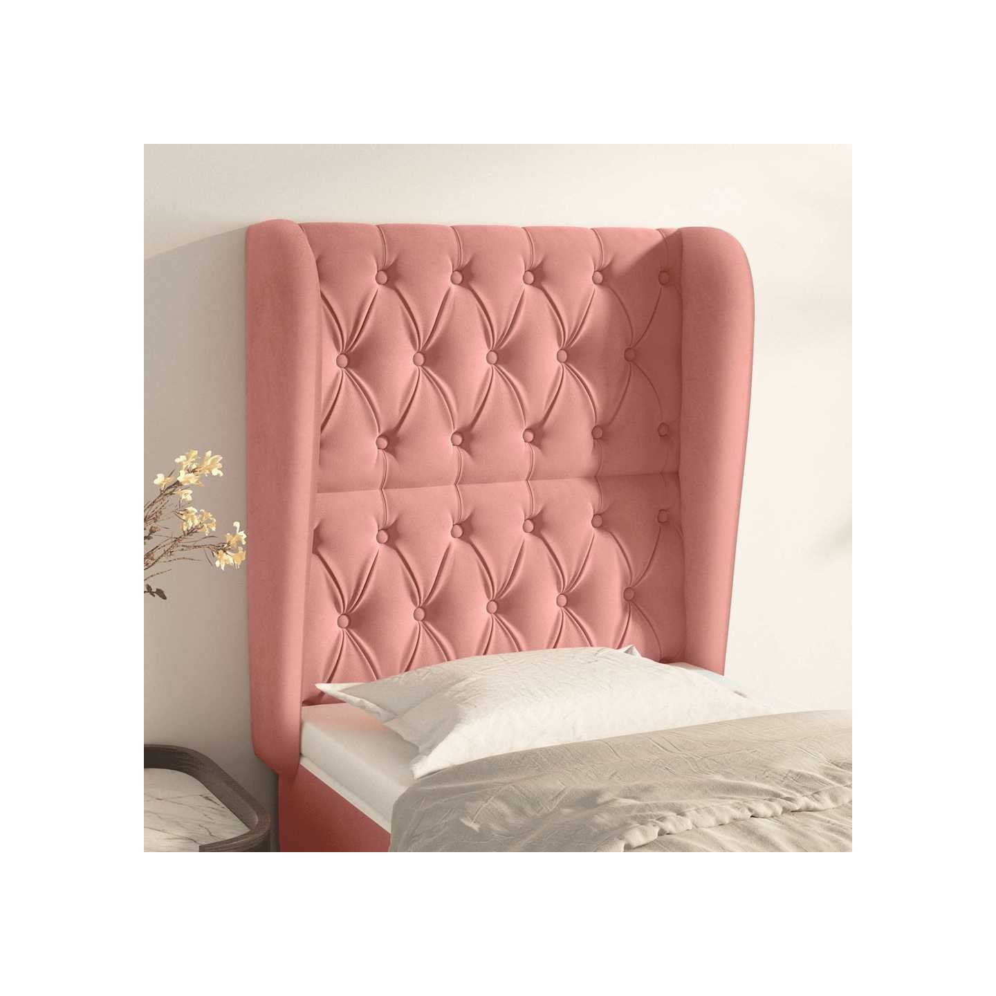 Tête de lit avec oreilles Rose 83x23x118/128 cm Velours