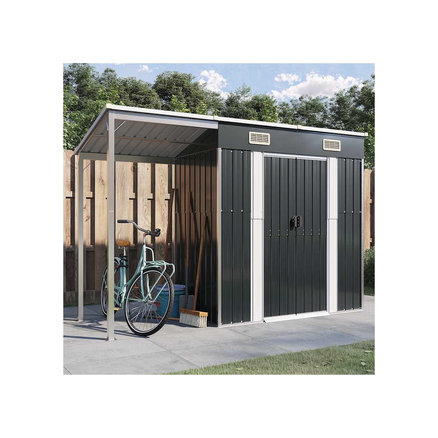 Abri de jardin avec toit prolongé anthracite 277x107x181 cm
