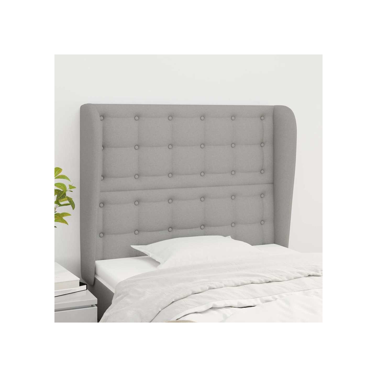 Tête de lit avec oreilles Gris clair 103x23x118/128 cm Tissu