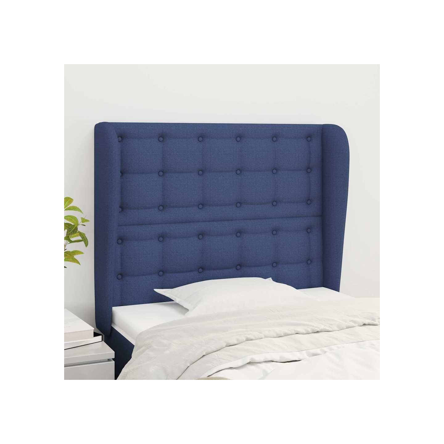 Tête de lit avec oreilles Bleu 93x23x118/128 cm Tissu