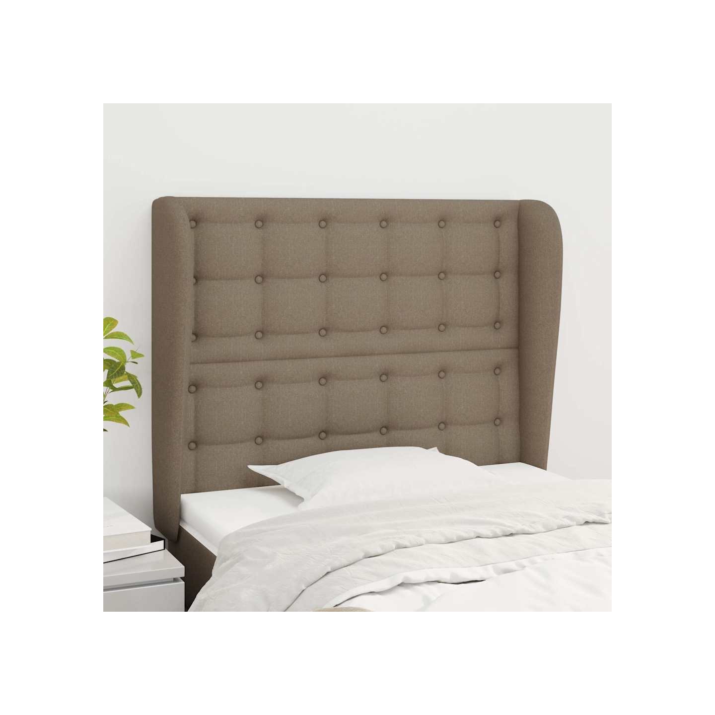 Tête de lit avec oreilles Taupe 83x23x118/128 cm Tissu
