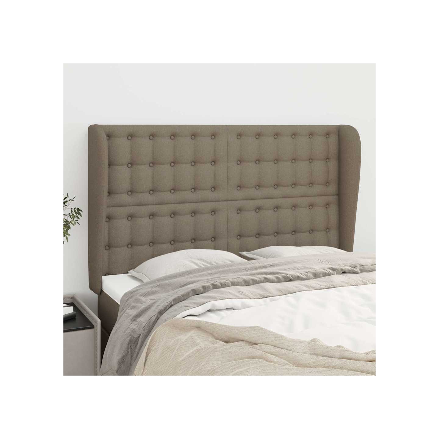 Tête de lit avec oreilles Taupe 147x23x118/128 cm Tissu