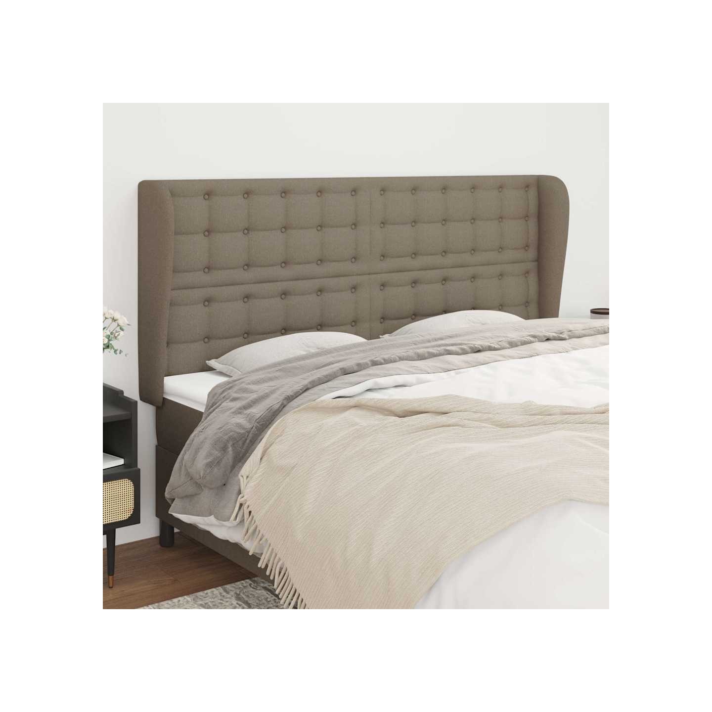 Tête de lit avec oreilles Taupe 183x23x118/128 cm Tissu