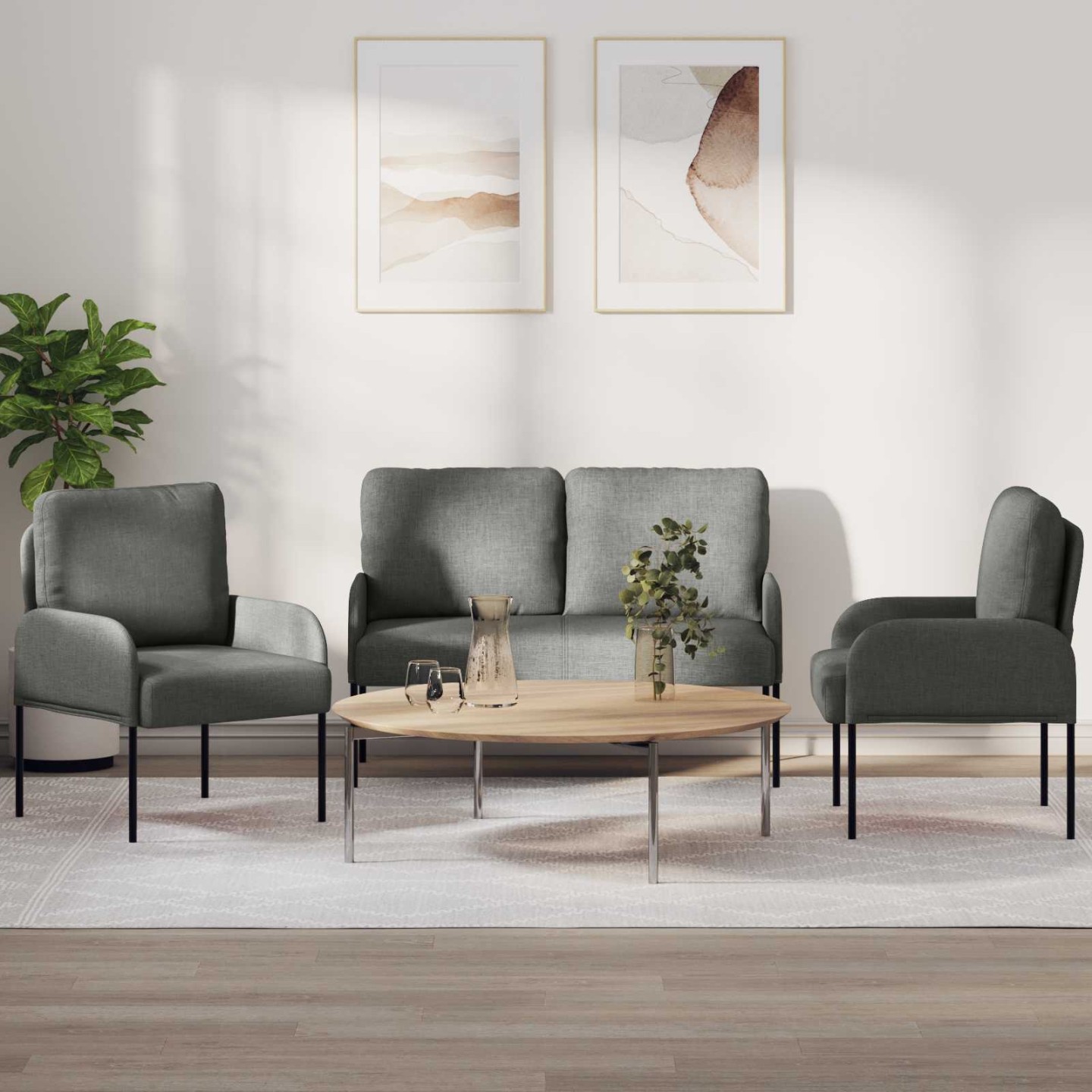 Ensembles de canapés 3 pc Gris foncé 115 x 56 x 80 cm