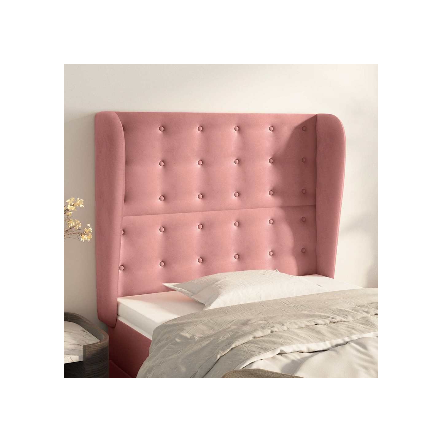 Tête de lit avec oreilles Rose 83x23x118/128 cm Velours