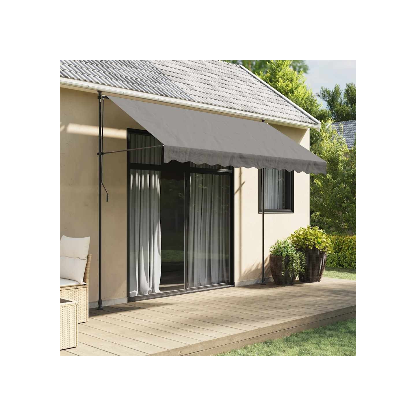 Auvent rétractable anthracite 300x150 m tissu et acier