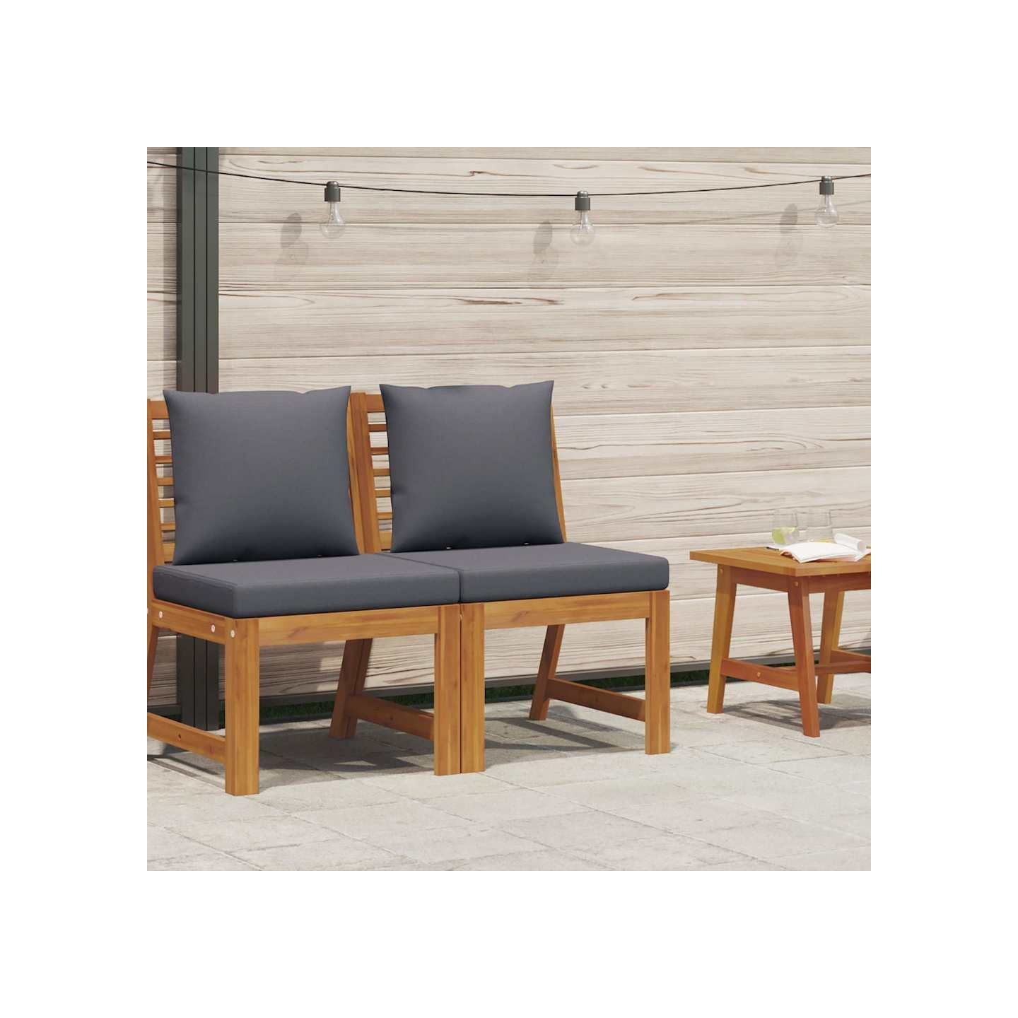 Canapé central sectionnel avec coussin gris foncé Bois d'acacia