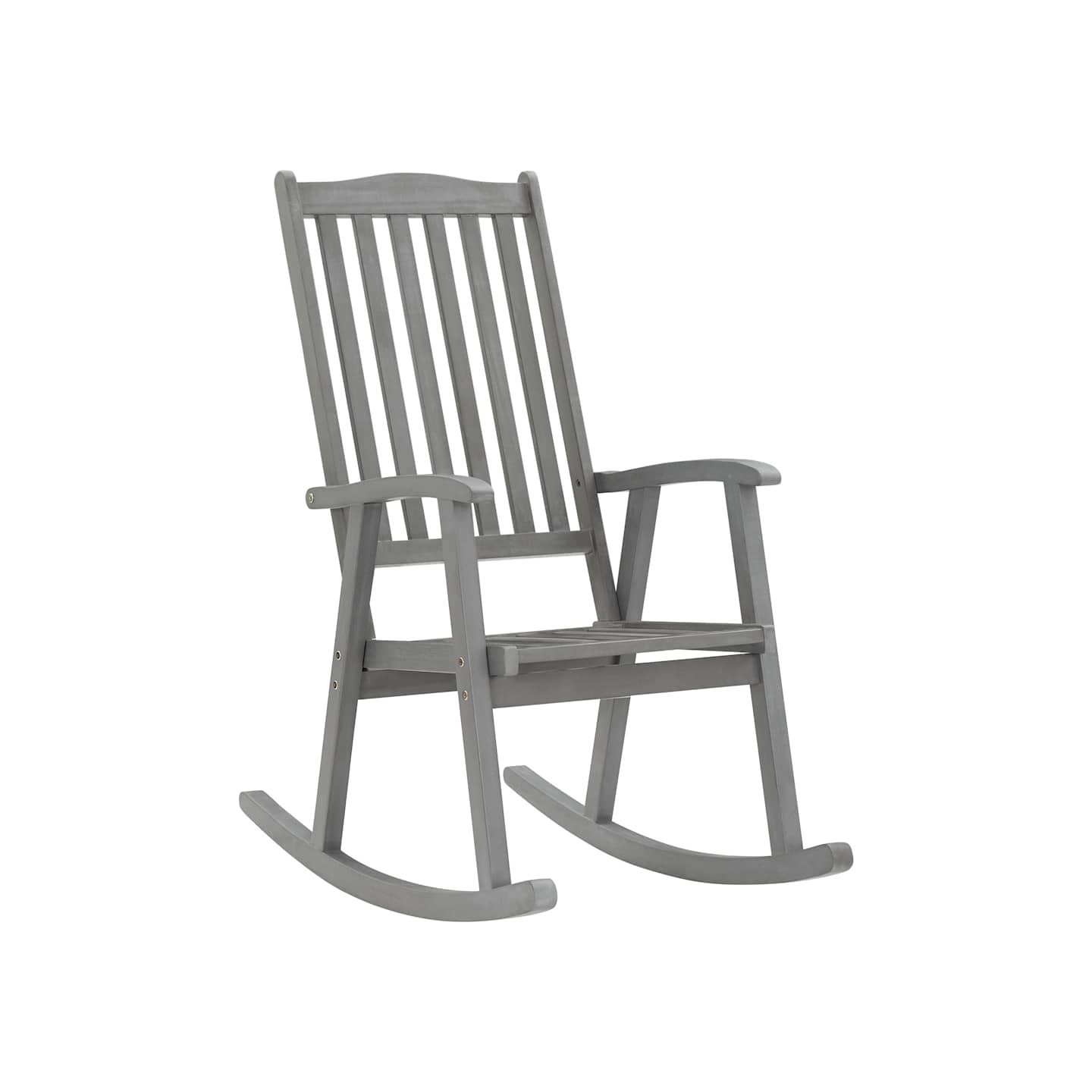 Chaise à bascule gris bois d'acacia massif