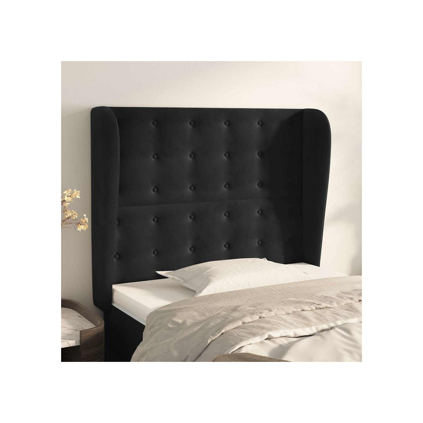 Tête de lit avec oreilles Noir 103x23x118/128 cm Velours