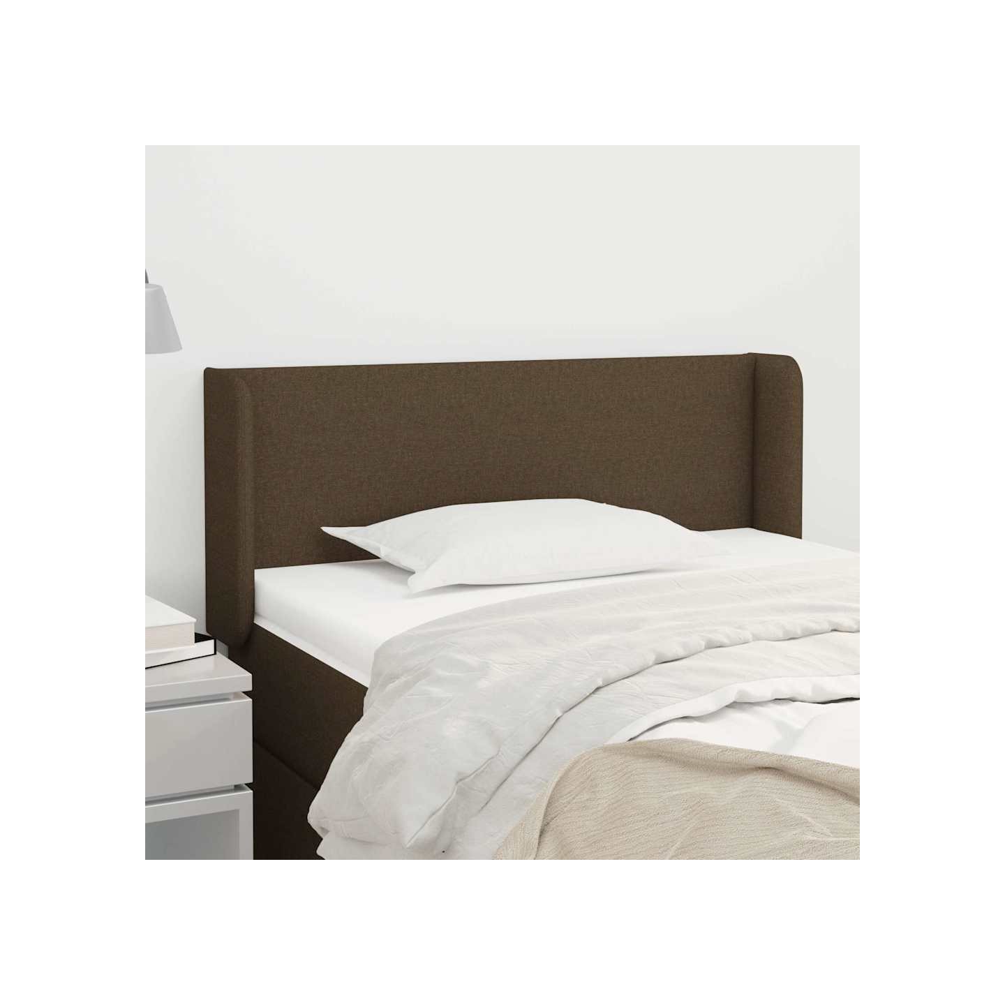 Tête de lit avec oreilles Marron Foncé 83x16x78/88 cm Tissu
