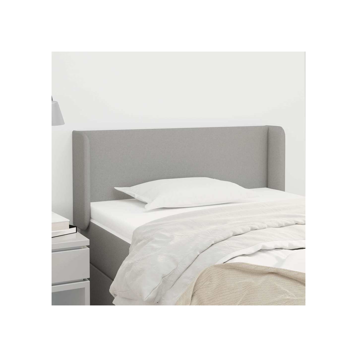Tête de lit avec oreilles Gris clair 83x16x78/88 cm Tissu