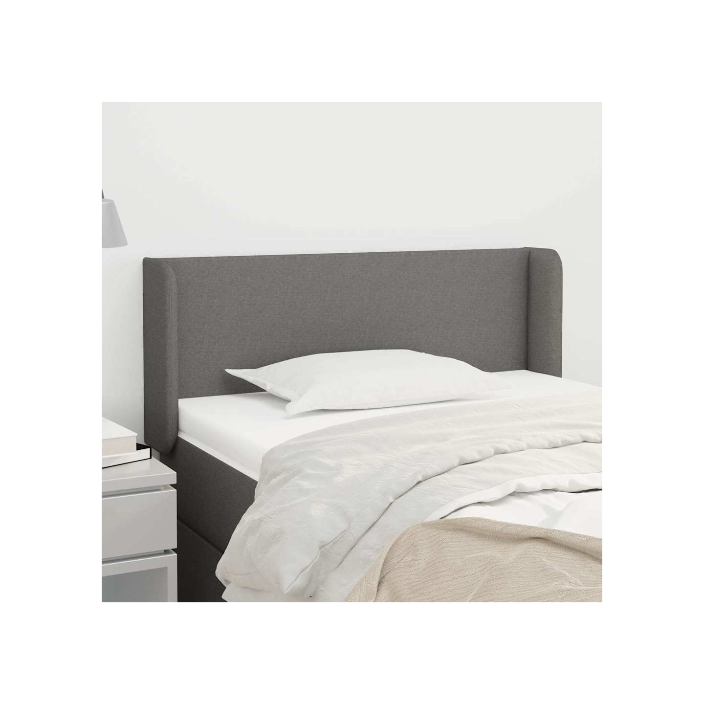 Tête de lit avec oreilles Gris foncé 103x16x78/88 cm Tissu