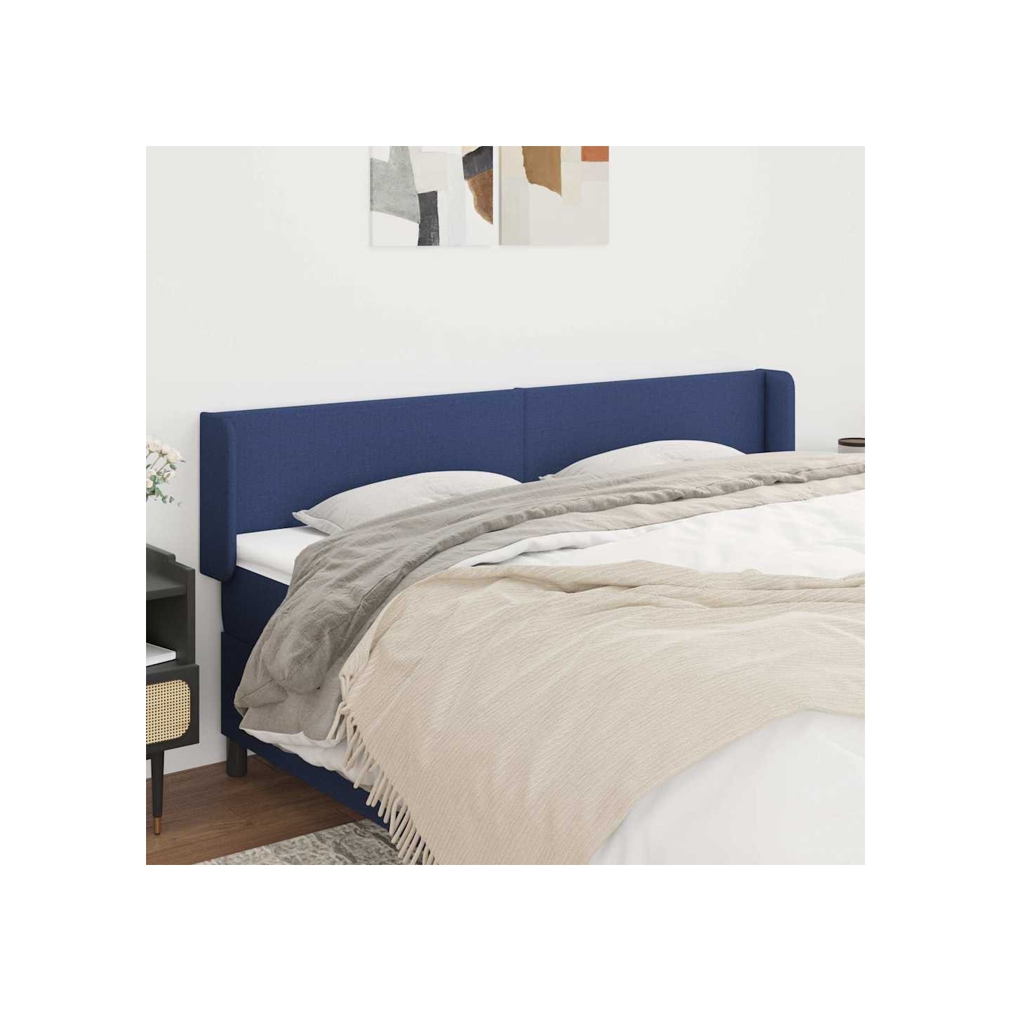 Tête de lit avec oreilles Bleu 163x16x78/88 cm Tissu