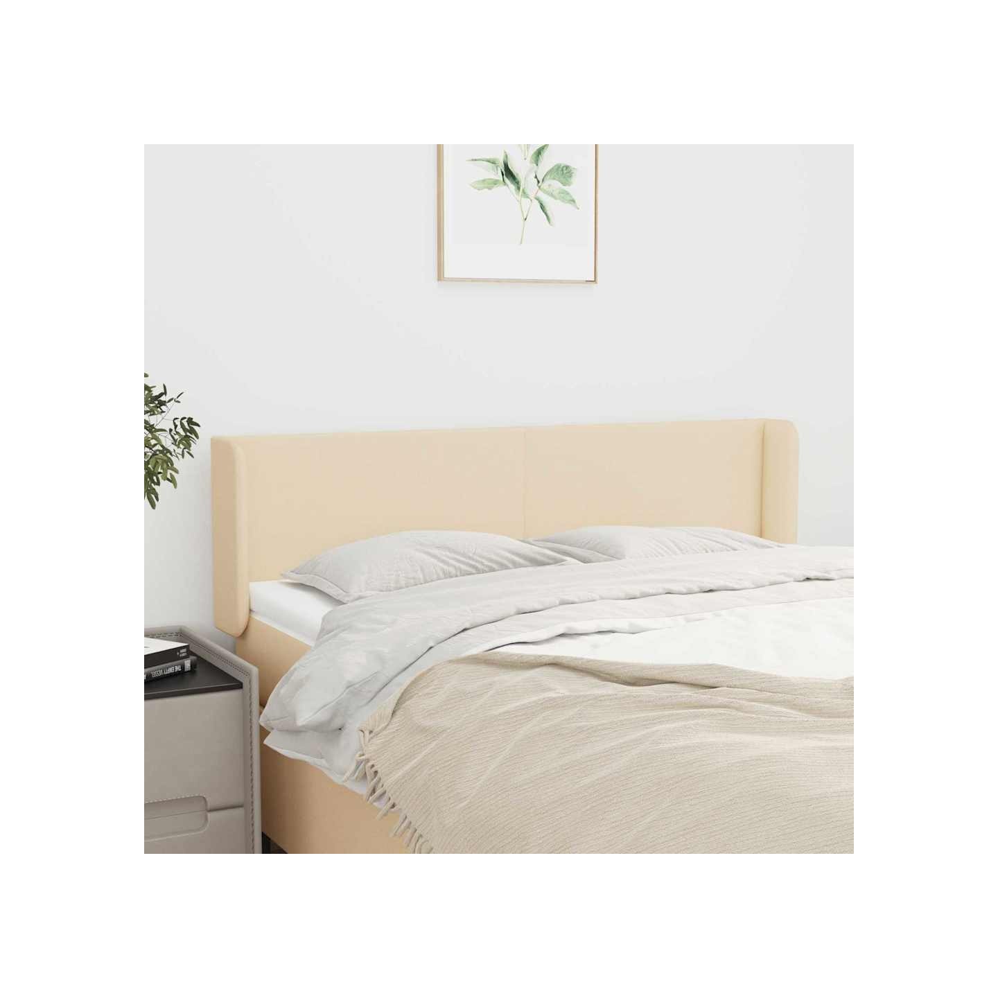 Tête de lit avec oreilles Crème 147x16x78/88 cm Tissu
