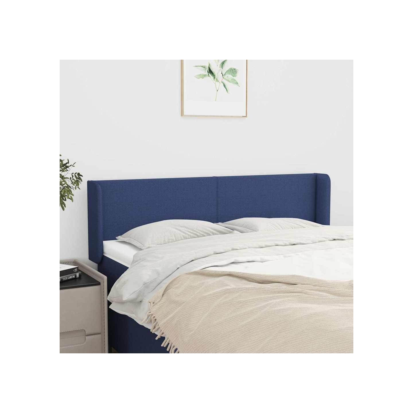 Tête de lit avec oreilles Bleu 147x16x78/88 cm Tissu