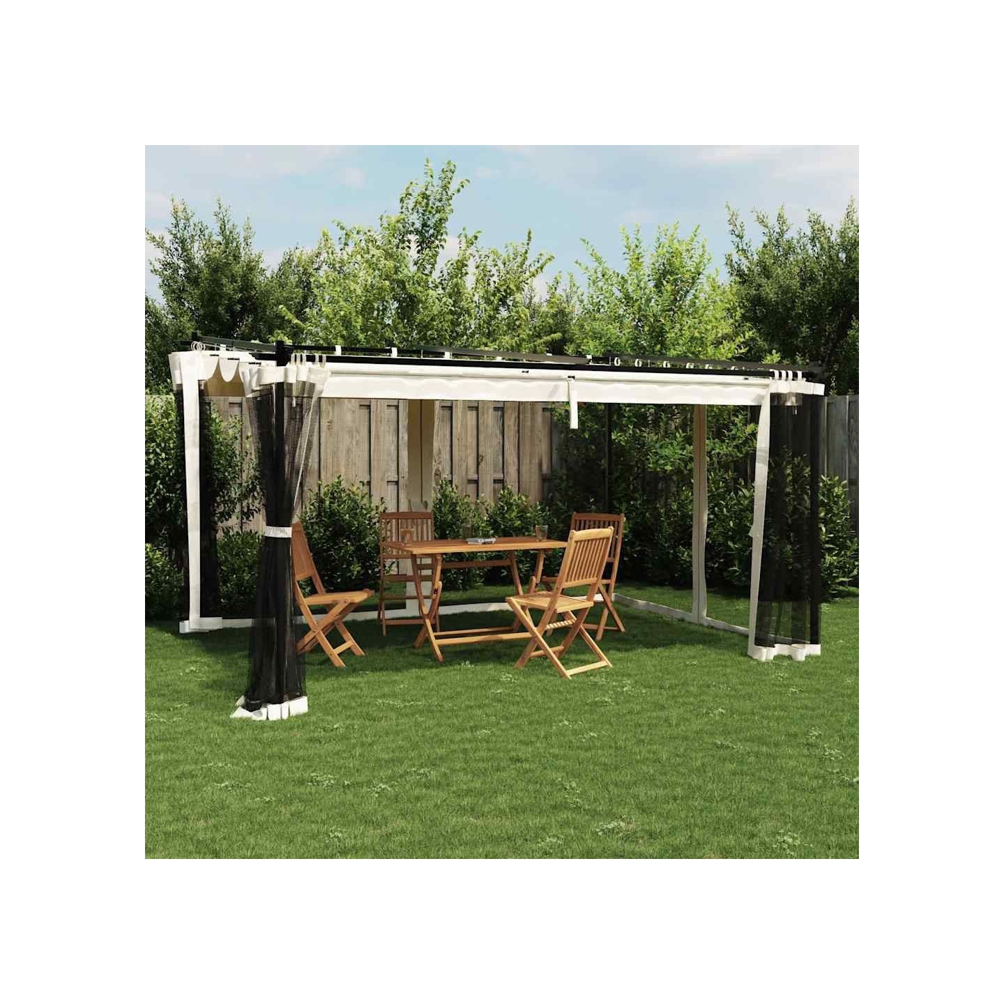 Tonnelle avec parois en filet crème 4x3 m acier