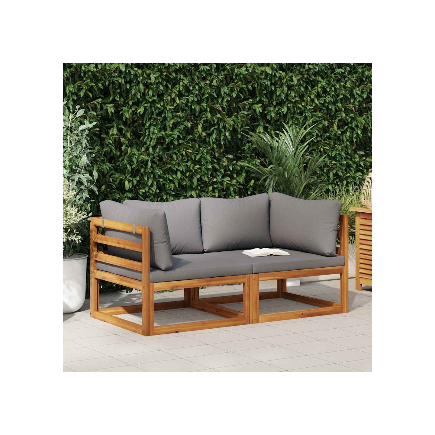 Canapés d'angle sectionnels 2 pcs avec coussins Gris foncé