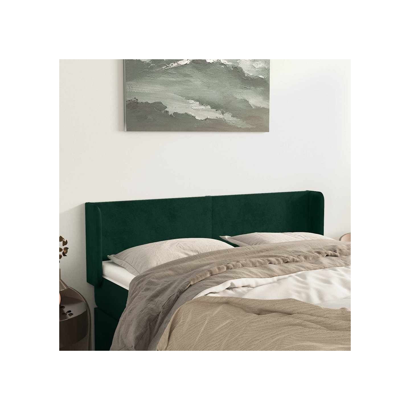 Tête de lit avec oreilles Vert foncé 147x16x78/88 cm Velours
