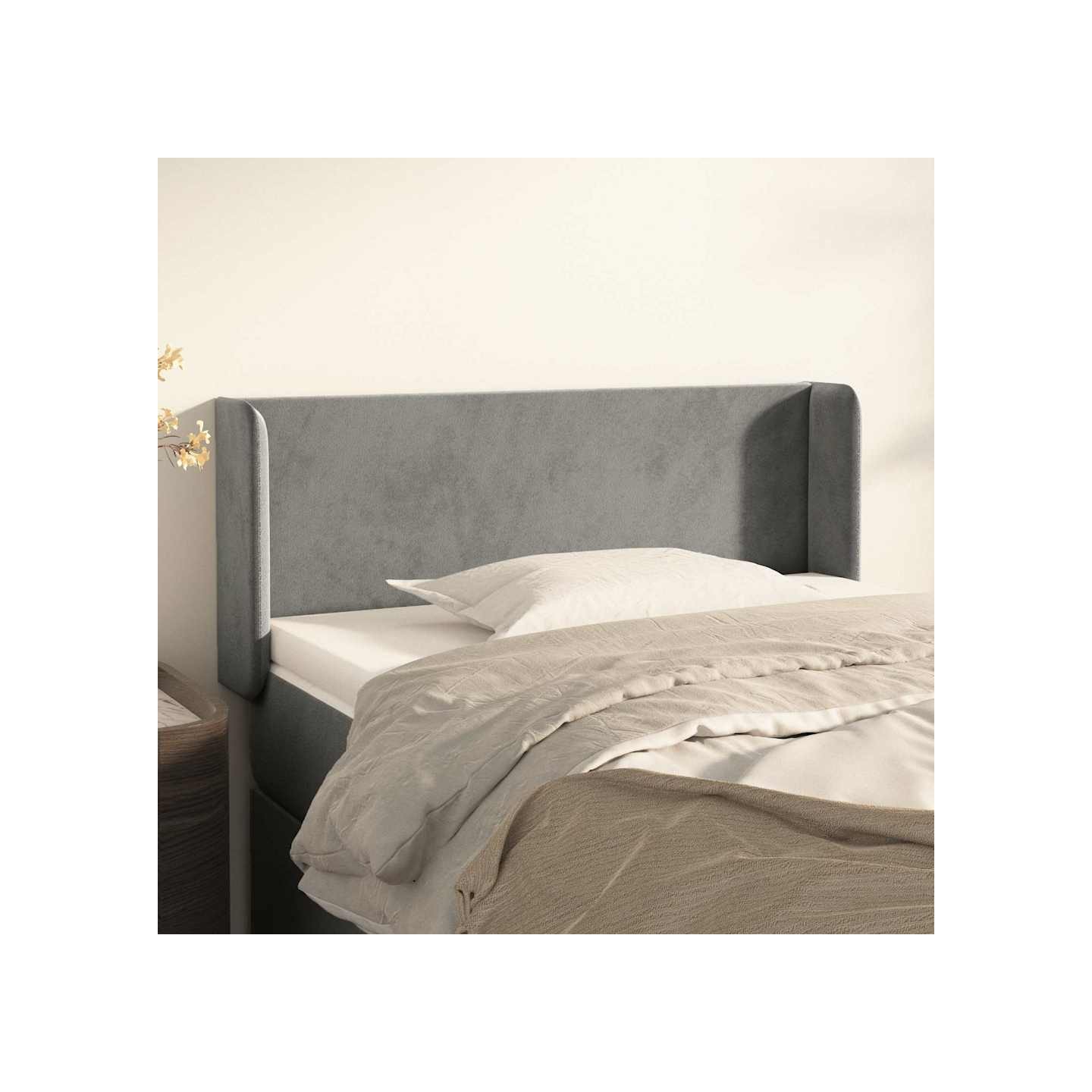 Tête de lit avec oreilles Gris clair 103x16x78/88 cm Velours