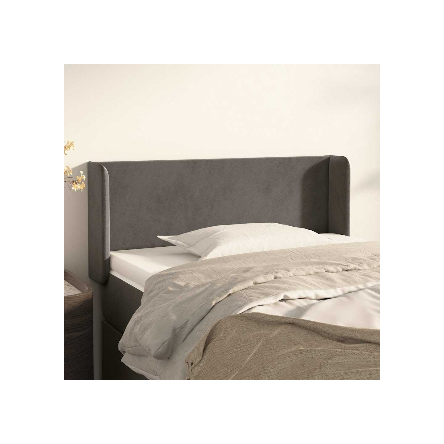 Tête de lit avec oreilles Gris foncé 103x16x78/88 cm Velours