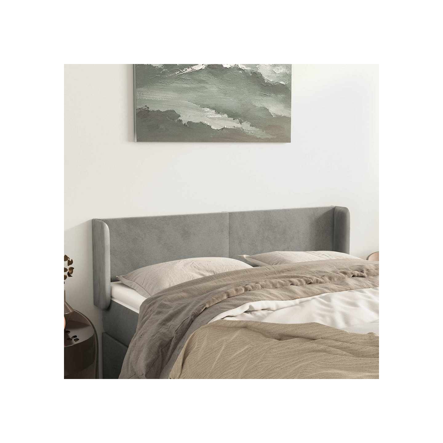 Tête de lit avec oreilles Gris clair 147x16x78/88 cm Velours