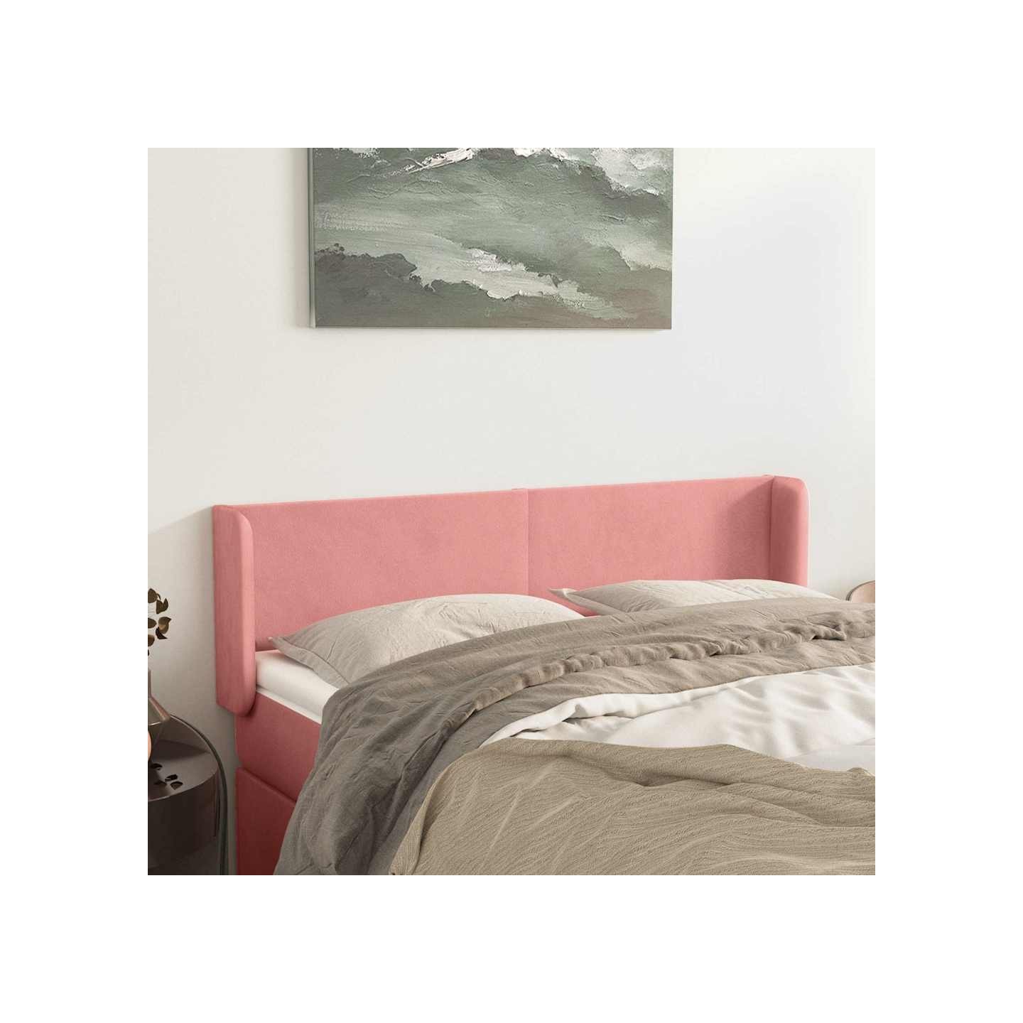 Tête de lit avec oreilles Rose 147x16x78/88 cm Velours