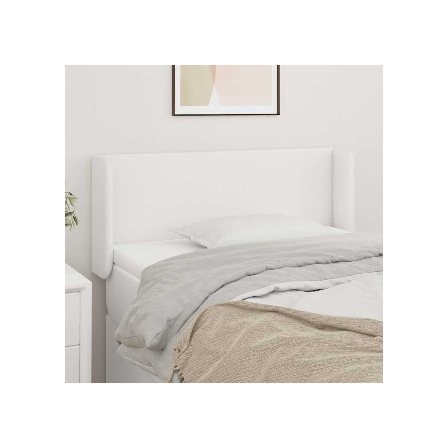 Tête de lit avec oreilles Blanc 83x16x78/88 cm Similicuir