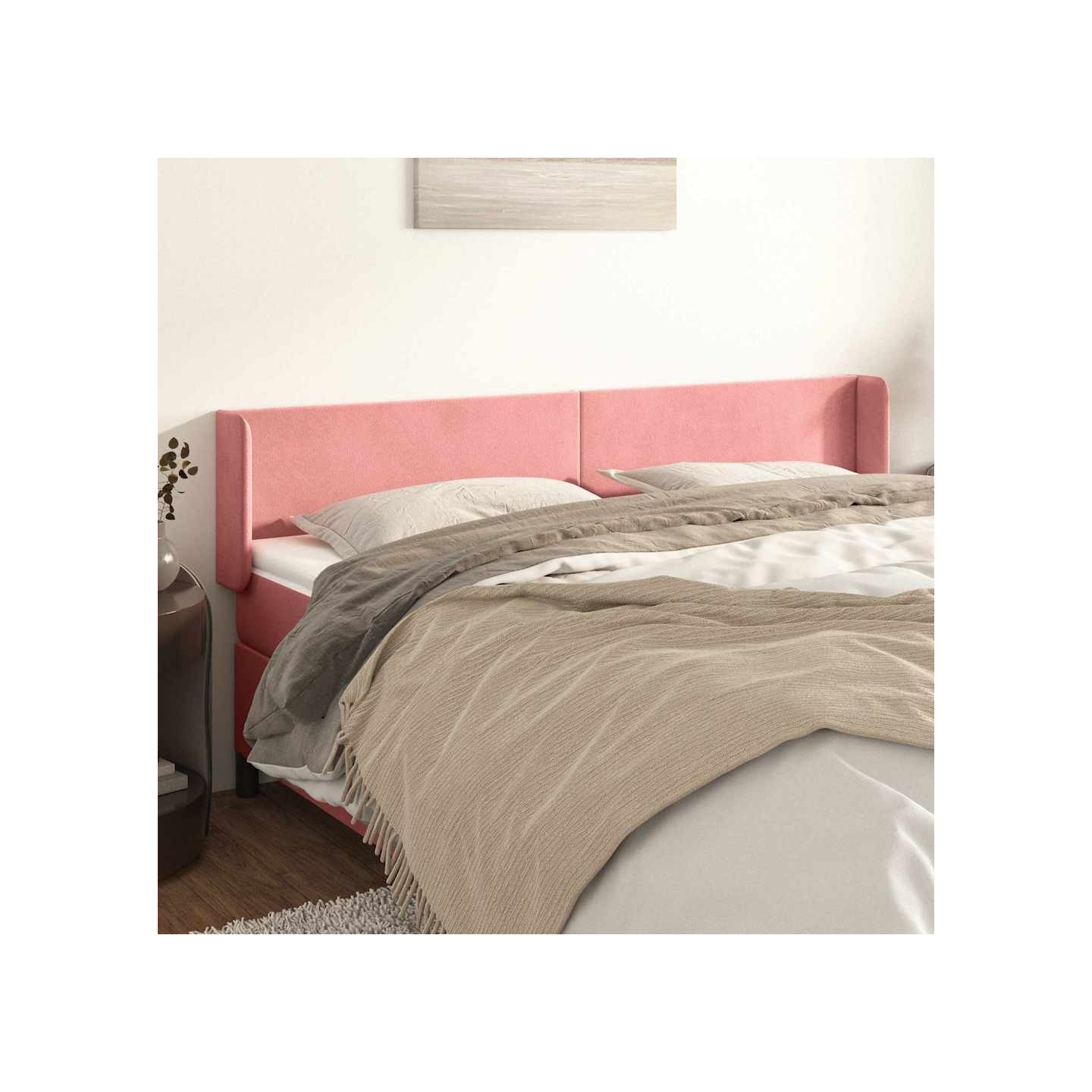 Tête de lit avec oreilles Rose 183x16x78/88 cm Velours