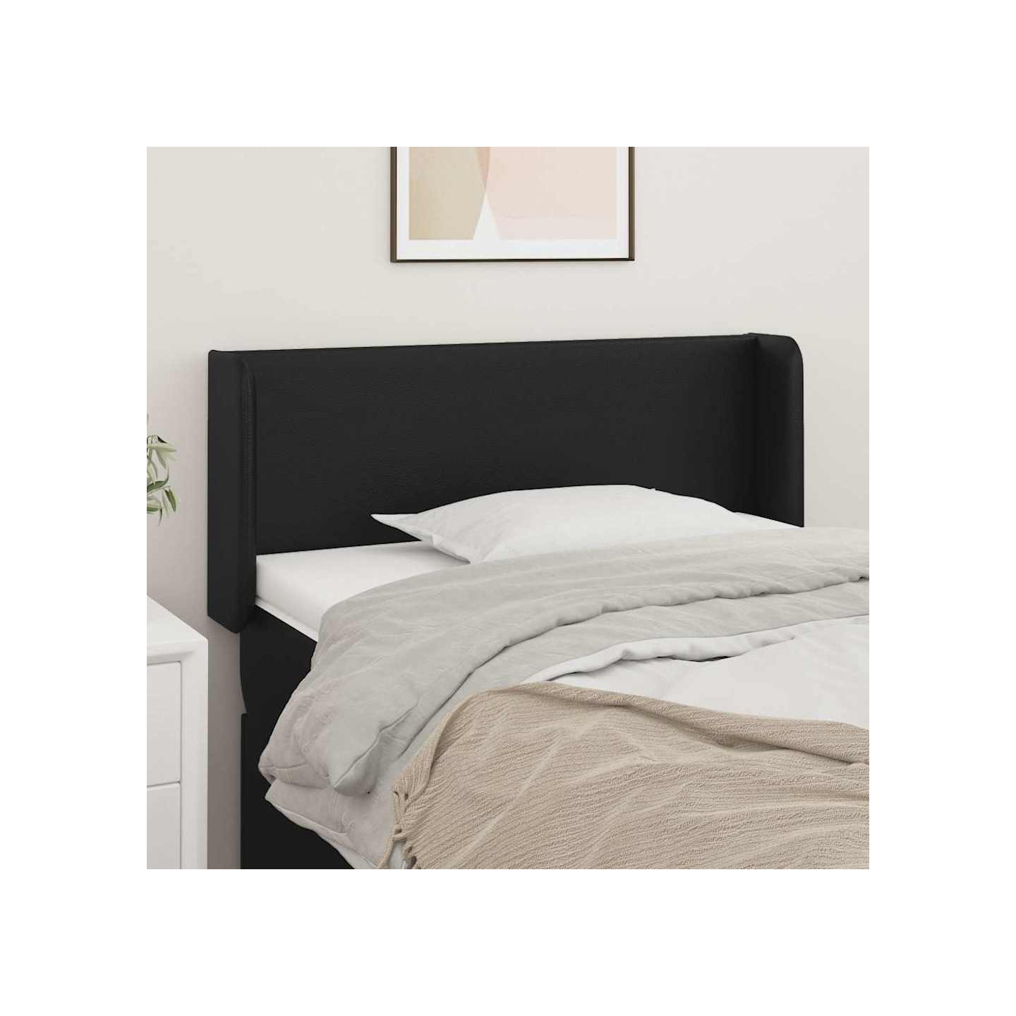 Tête de lit avec oreilles Noir 103x16x78/88 cm Similicuir
