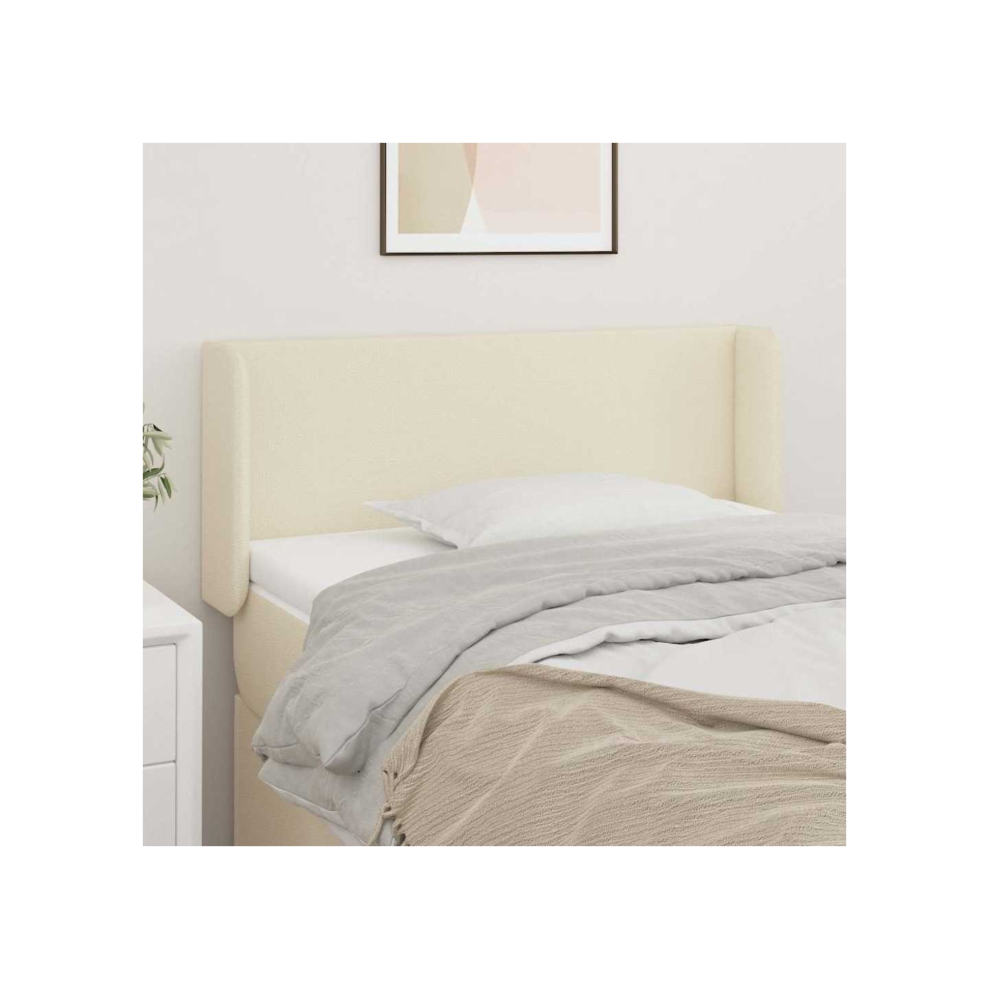 Tête de lit avec oreilles Crème 103x16x78/88 cm Similicuir