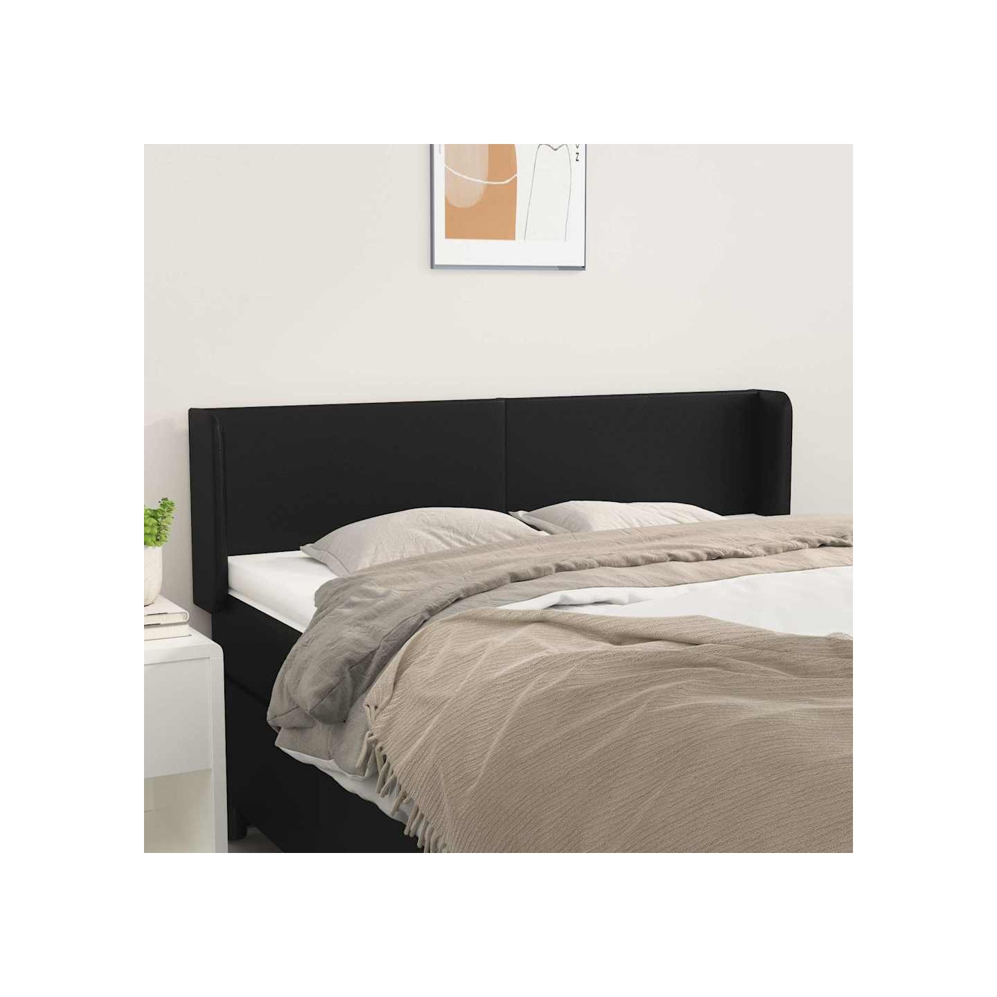 Tête de lit avec oreilles Noir 147x16x78/88 cm Similicuir