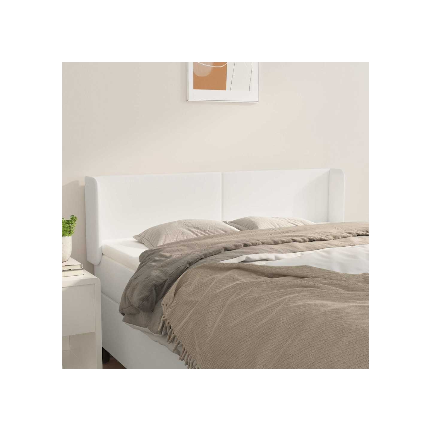 Tête de lit avec oreilles Blanc 147x16x78/88 cm Similicuir