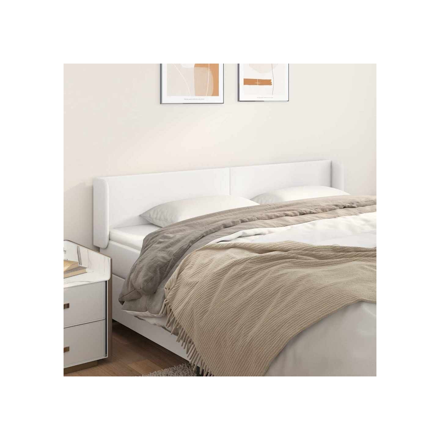 Tête de lit avec oreilles Blanc 163x16x78/88 cm Similicuir