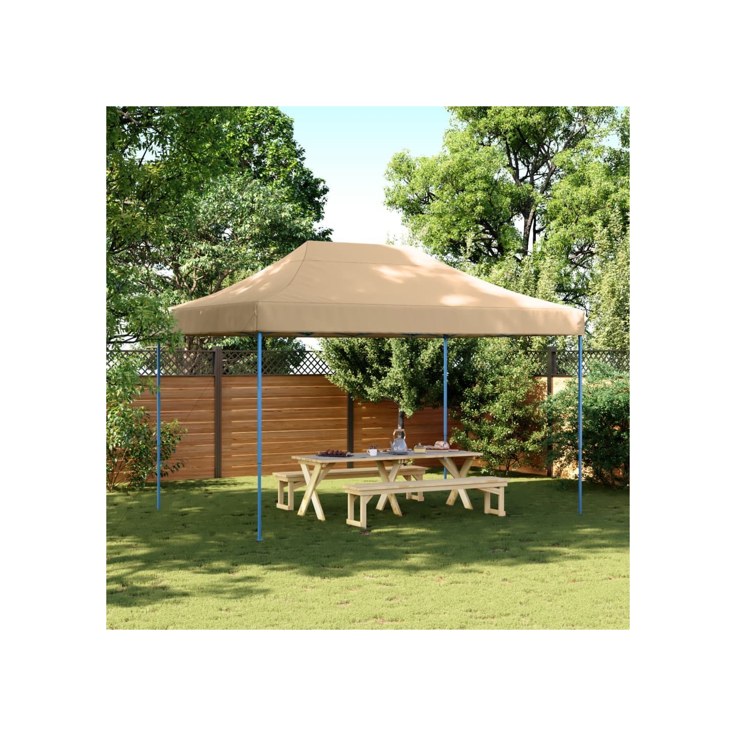 Tente de réception pliable escamotable beige 410x279x315 cm