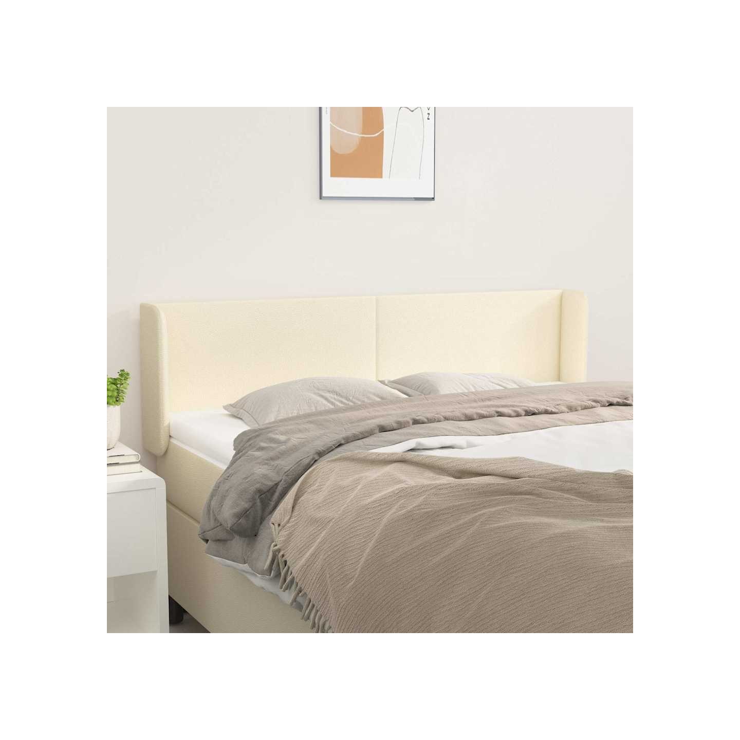 Tête de lit avec oreilles Crème 147x16x78/88 cm Similicuir