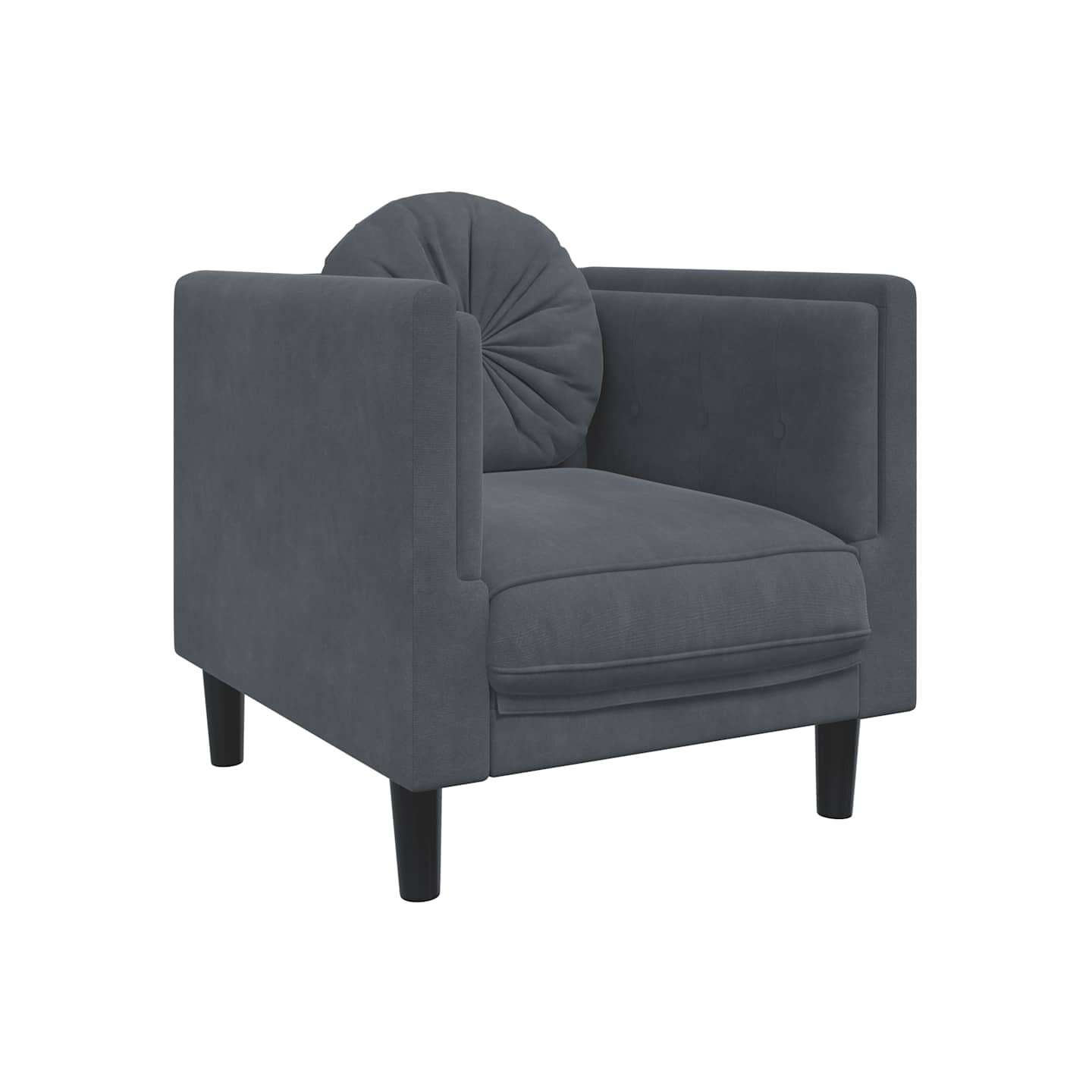 Fauteuil avec coussin gris foncé velours