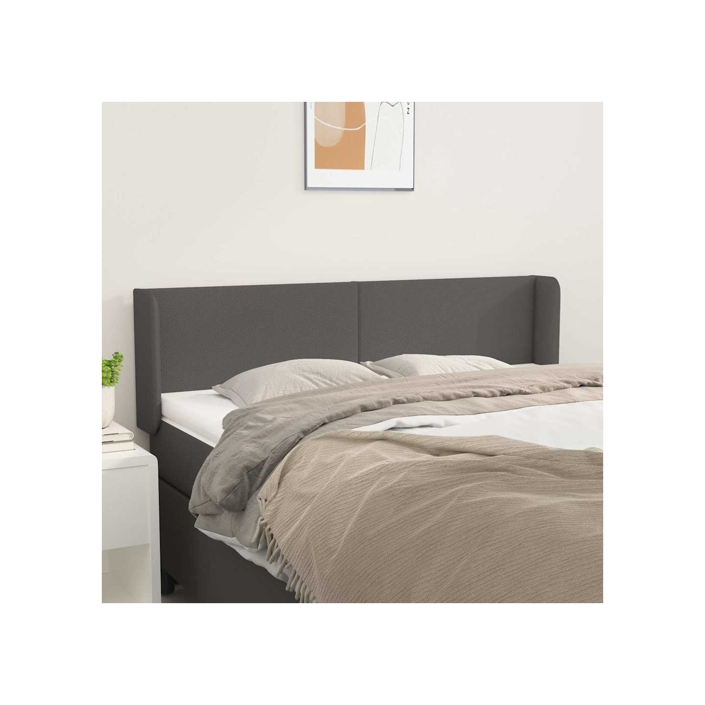 Tête de lit avec oreilles Gris 147x16x78/88 cm Similicuir