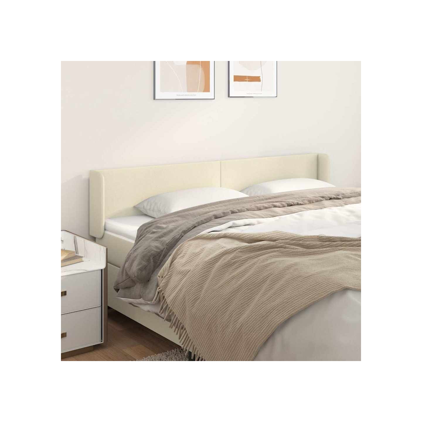 Tête de lit avec oreilles Crème 203x16x78/88 cm Similicuir