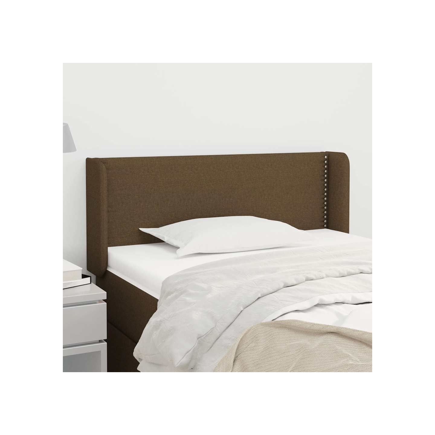 Tête de lit avec oreilles Marron Foncé 103x16x78/88 cm Tissu
