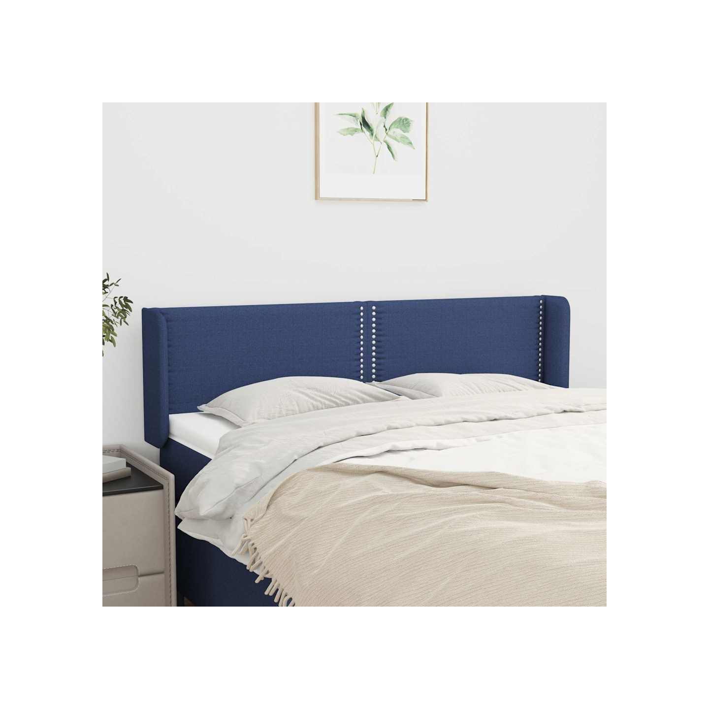 Tête de lit avec oreilles Bleu 147x16x78/88 cm Tissu