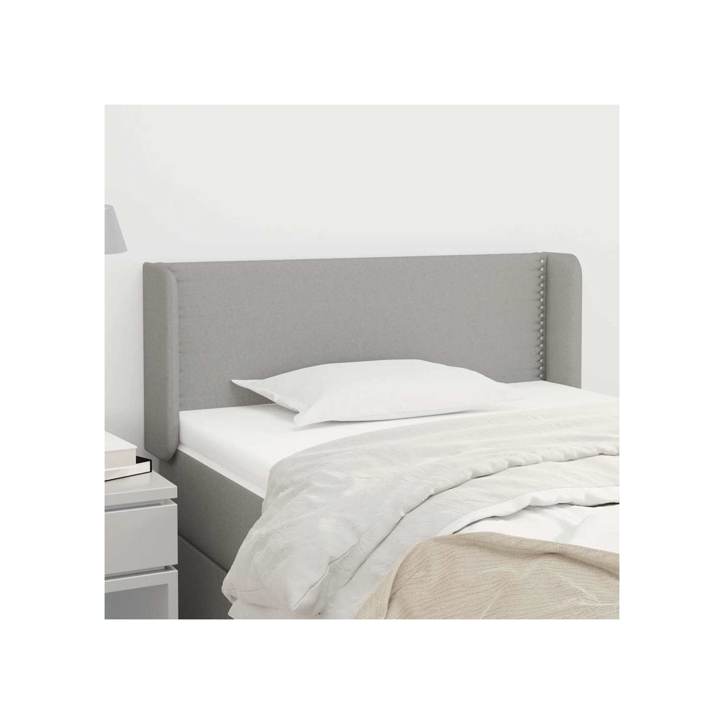 Tête de lit avec oreilles Gris clair 103x16x78/88 cm Tissu